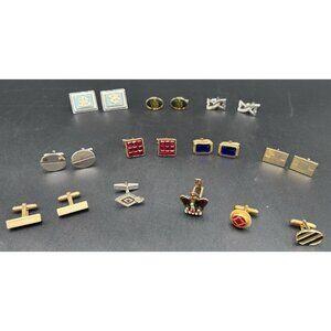 Lot 8+ Cufflinks Men's Multicolor Silver Gold Tone Assortment Brands